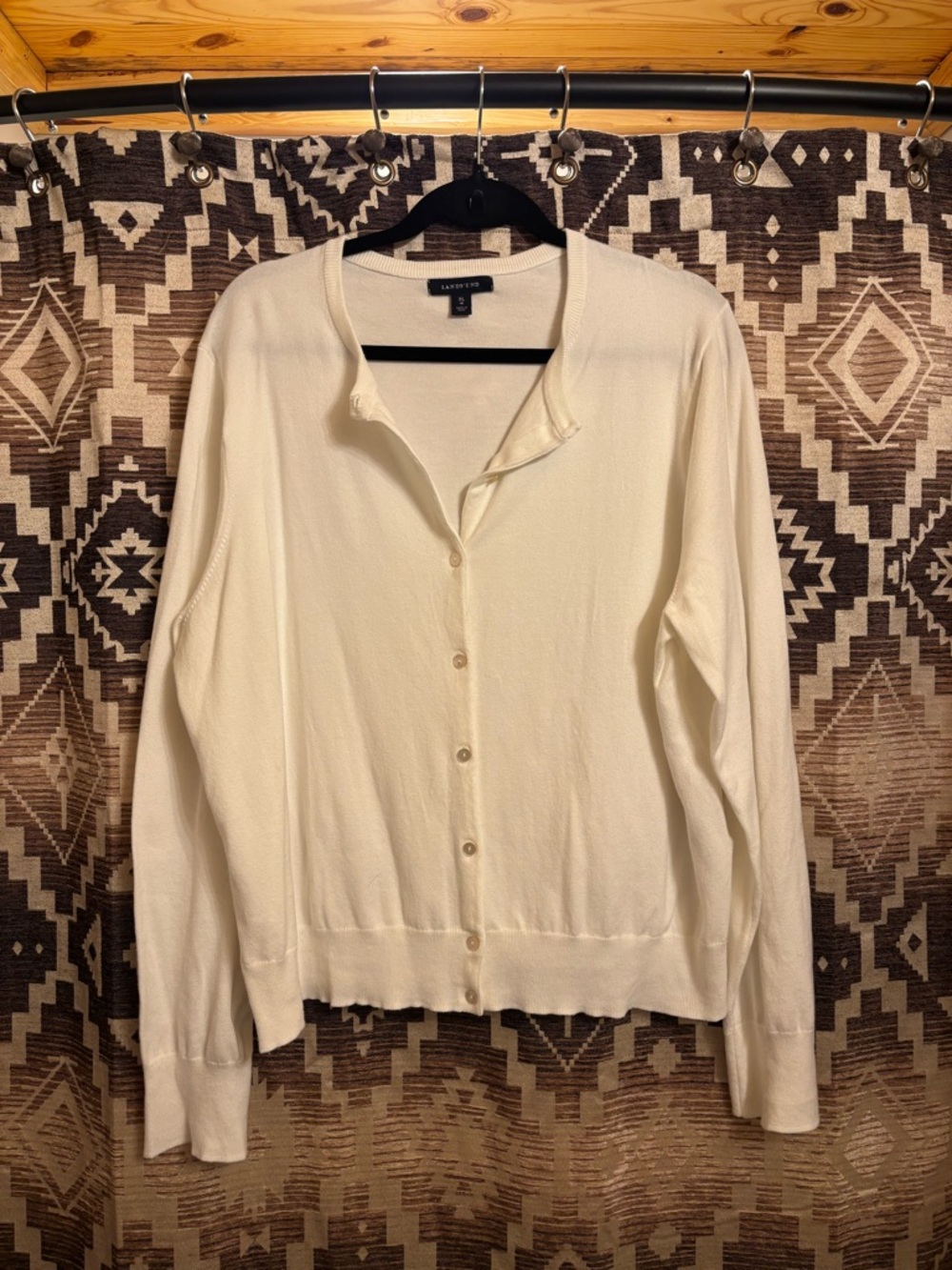 Women’s Lands End Button Up Sweater Cardigan Size XL, Perfectly White, Classy
